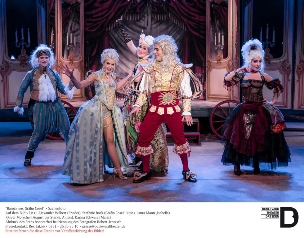 Alexander Wilbert (Frieder), Stefanie Bock (Gräfin Cosel), Laura Mann (Isabella), Oliver Morschel (Augsut der Starke), Karina Schwarz (Maria) © Robert Jentzsch