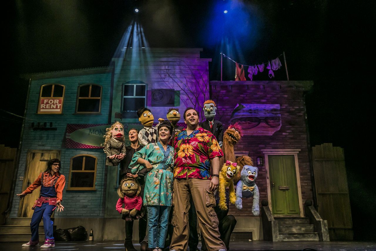 Björn Schäffer (Daniel Küblböck), Teresa Scherhag (Lucy), Elisabeth Köstner (Christmas Eve), Alexander Prosek (Brian) © Jochen Quast