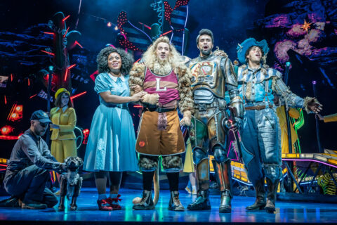 Ben Thompson (Toto), Georgina Onuorah (Dorothy), Jason Manford (The Cowardly Lion), Ashley Banjo (The Tin Man). Louis Gaunt (The Scarecrow) © Marc-Brenner