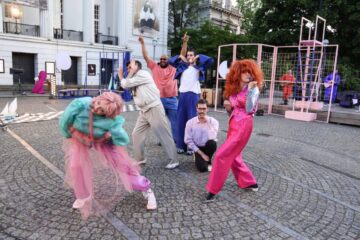 Fania Sorel, Martin Baum, Simon Zigah, Levin Hofmann, Jan Grosfeld, Lisa Guth, Band © Jörg Landsberg